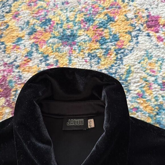 90s vintage whimsigoth minimalist velvet button down blouse with cute collar - Picture 5 of 5